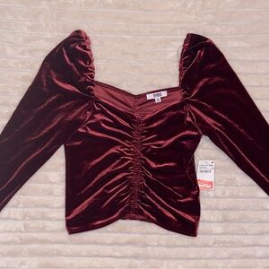 BB Dakota Burgundy Velvet Long Sleeve Top